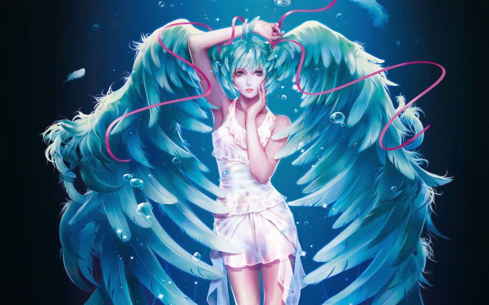 Blue hair and angel wing tattoo - wide 4